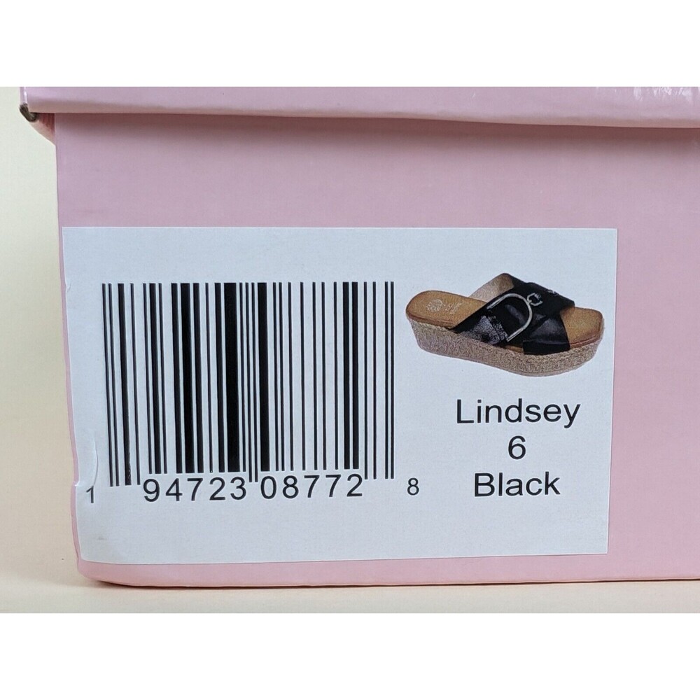 GC Shoes Lindsey Espadrille Wedge Sandals Womens 6 M Black Buckle Strap NWB - Picture 13 of 13